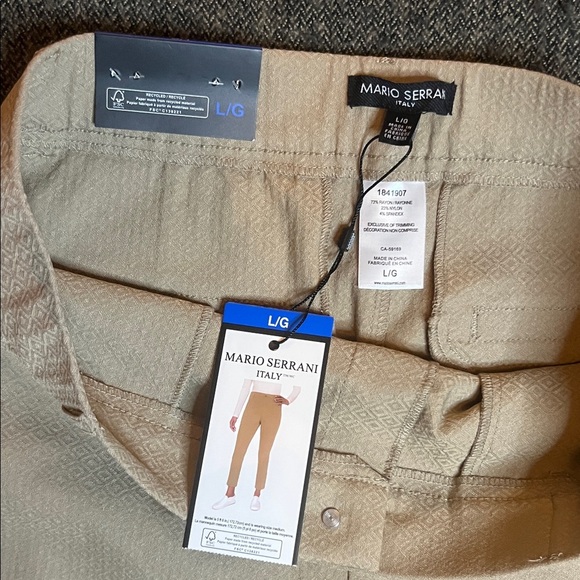 NWT Mario Serrani Women’s Tan Chinos Ankle Pants sz L Pull On - Picture 8 of 12